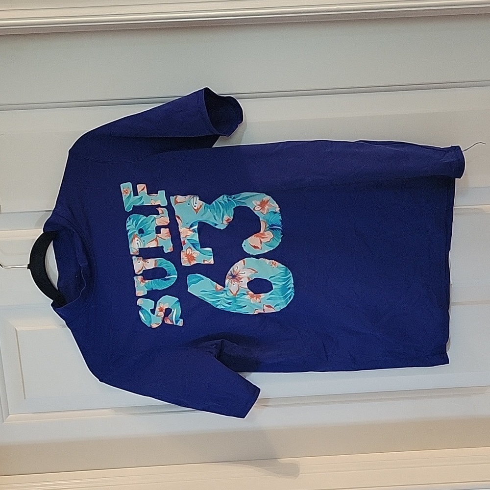 Lands end blue surf 63 rashguard large 14-16